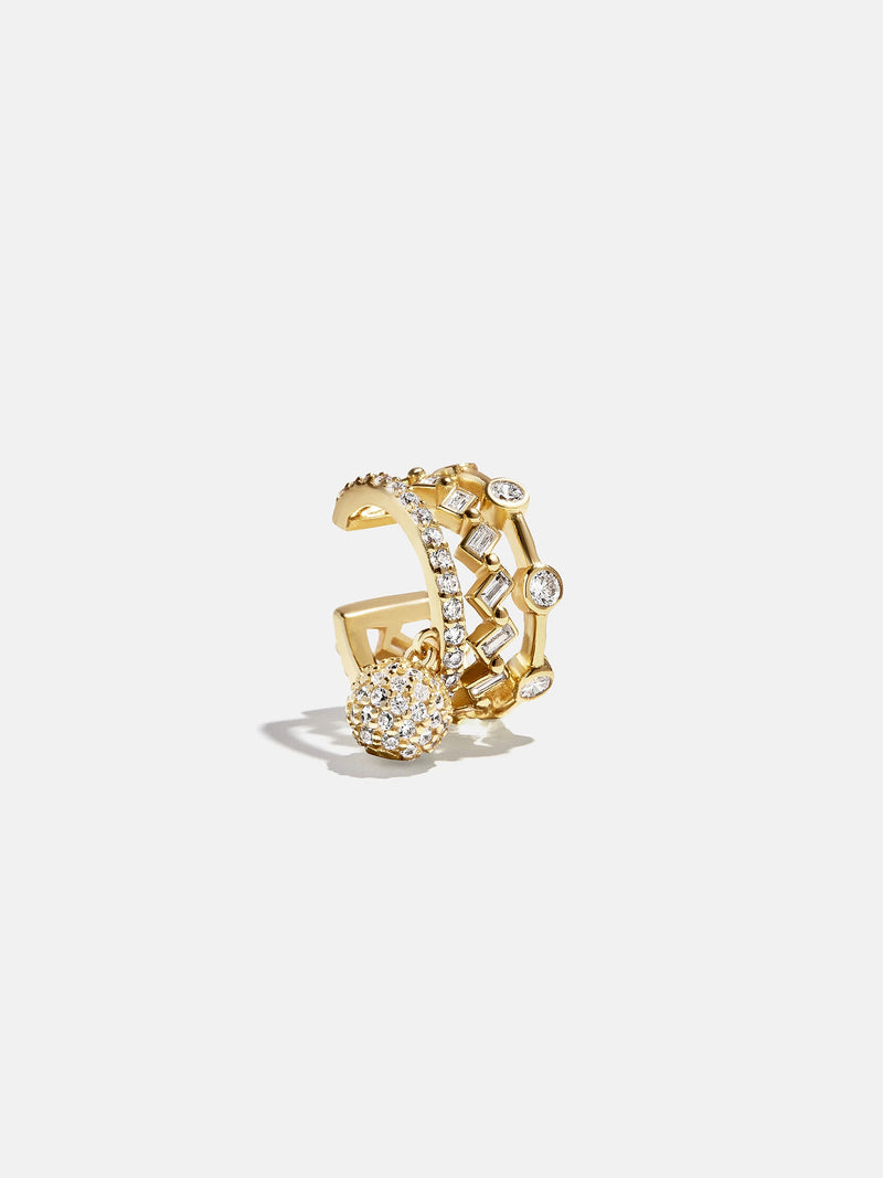 Simone 18K Gold Ear Cuff - Gold/Pavé