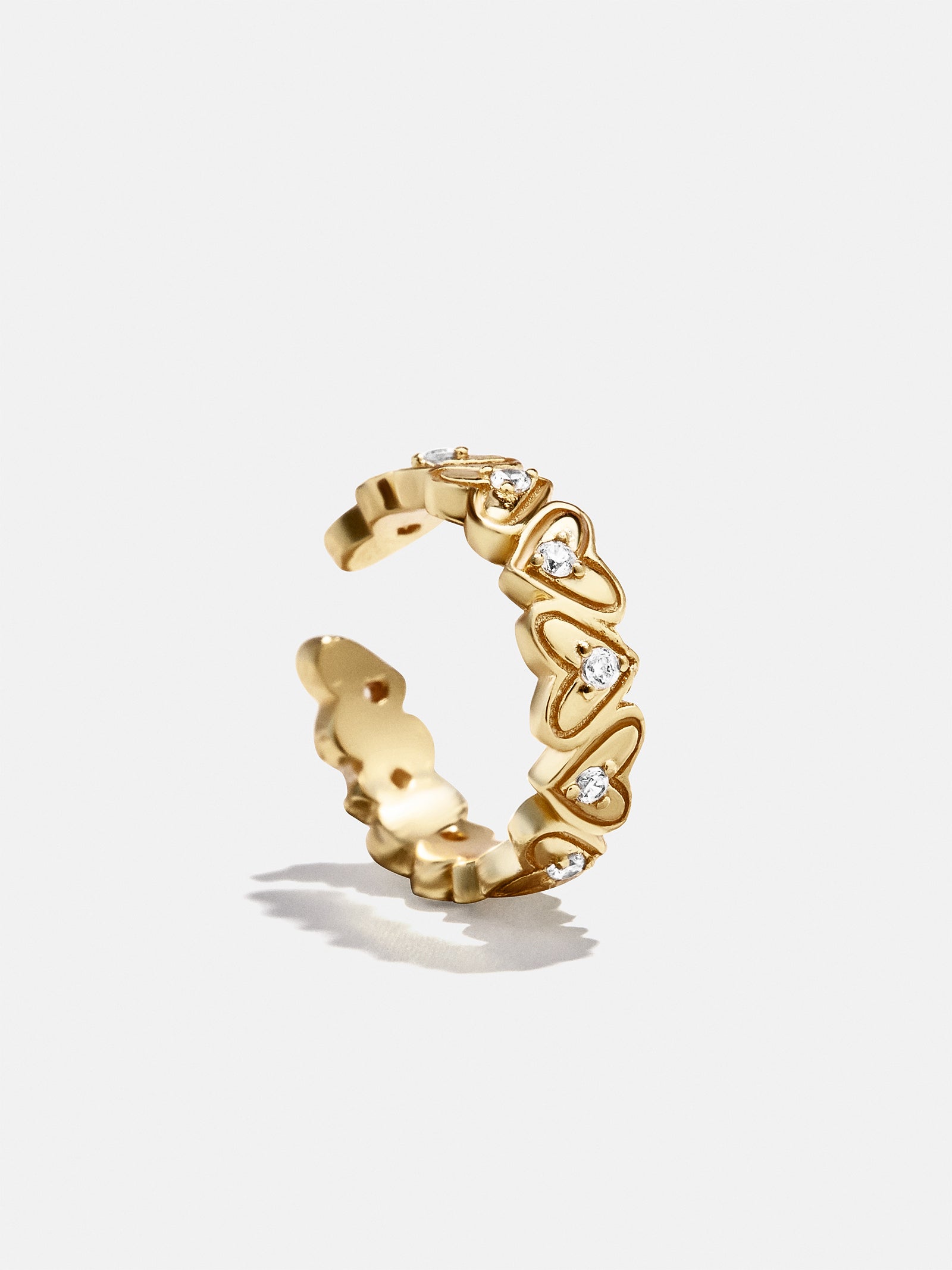 18K Gold Heart Ear Cuff - Heart