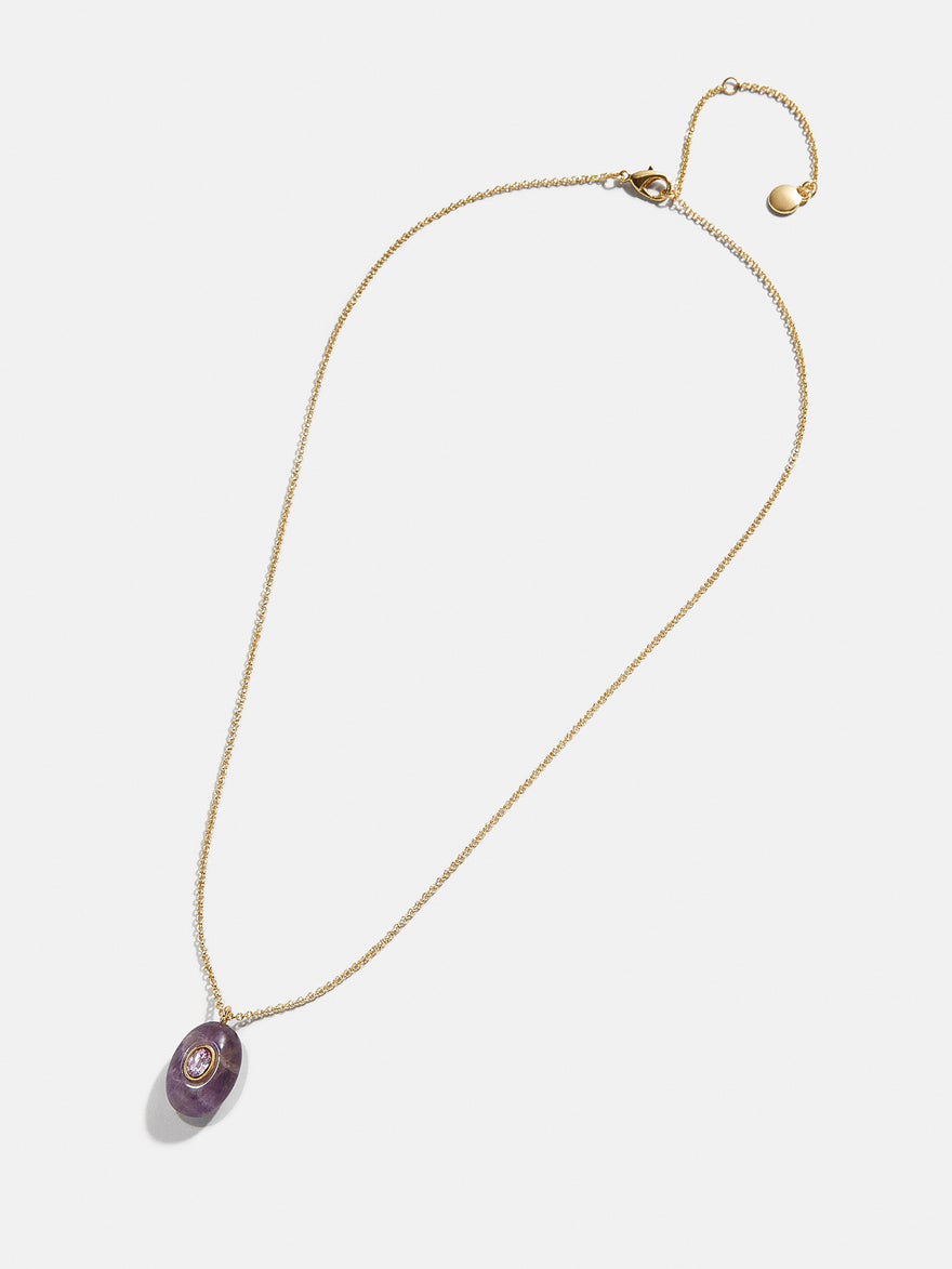 Aura Semi-Precious Pendant Necklace - Light Blue
