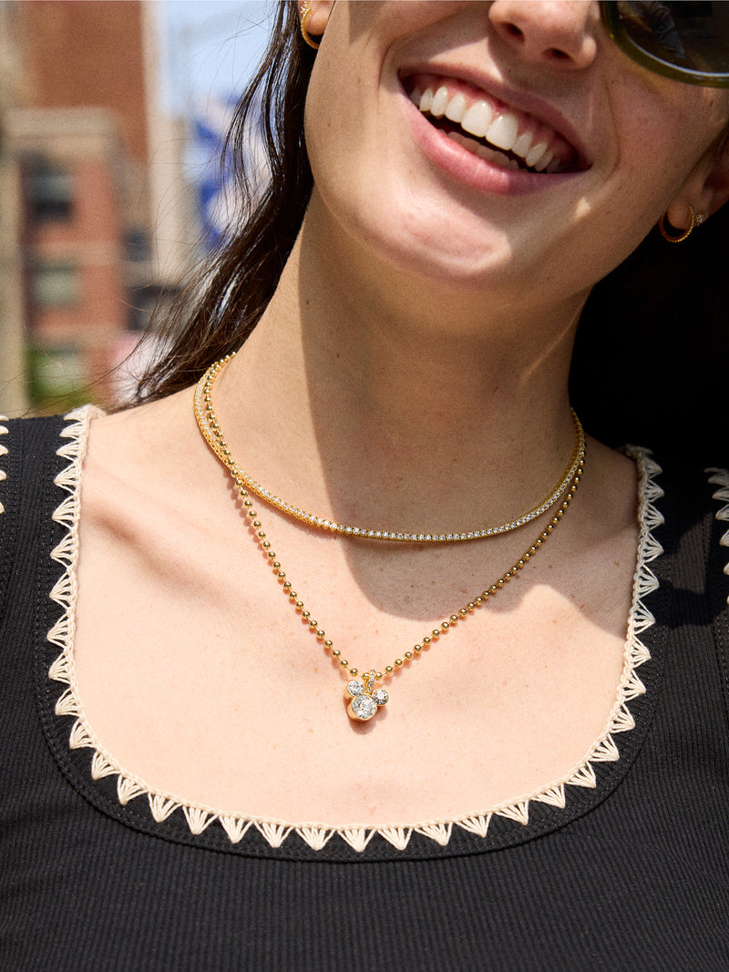 BaubleBar Disney Mickey Mouse Pisa Necklace - Gold/Pavé - 
    Crystal pendant on a ball chain 
  
