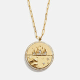18K Gold Fire Reversible Pendant Necklace - Navy