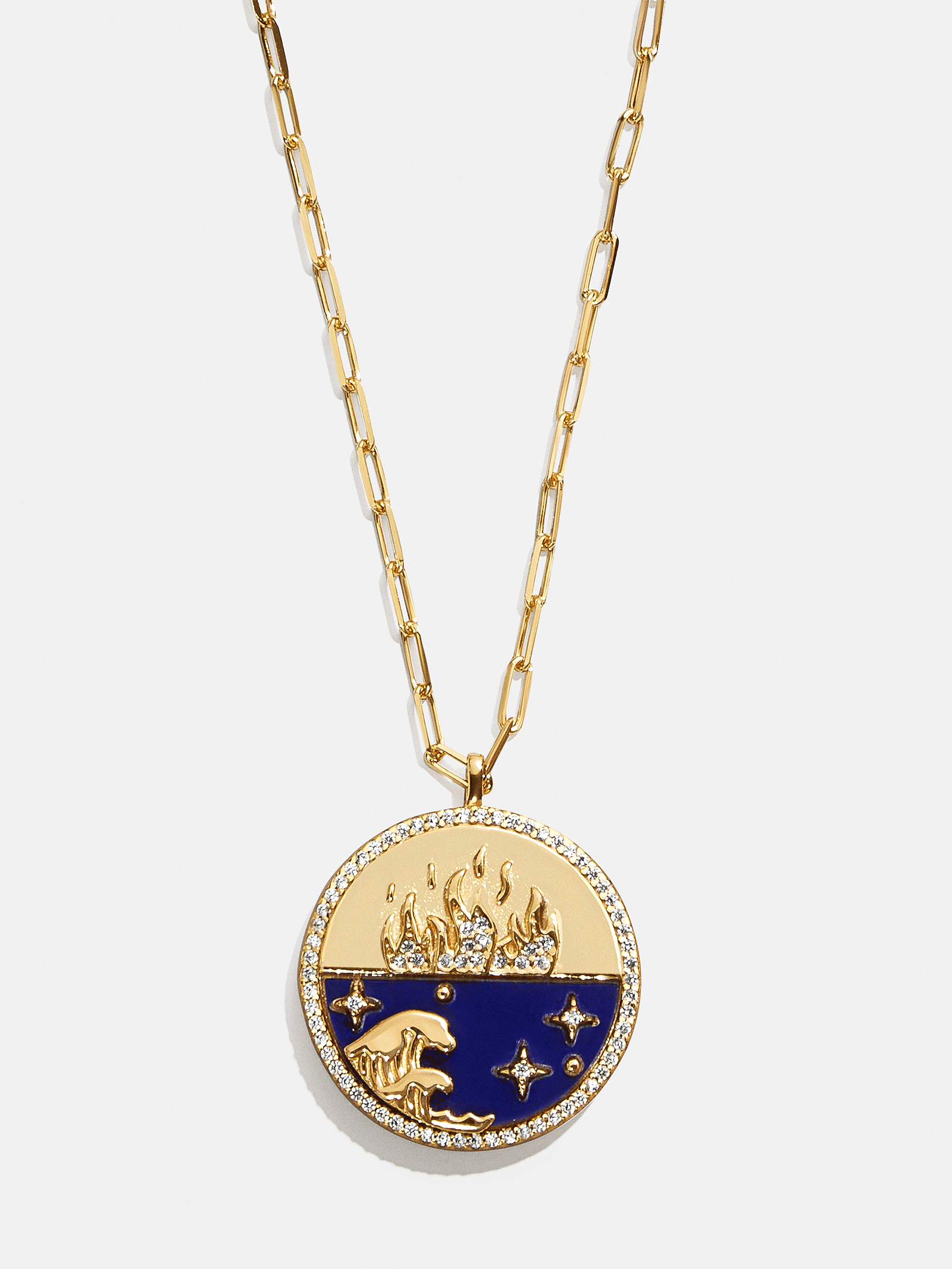 18K Gold Fire Reversible Pendant Necklace - Navy