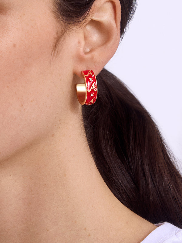 WEAR By Erin Andrews X BaubleBar Atlanta Braves Enamel Hoop Earrings - Atlanta Braves