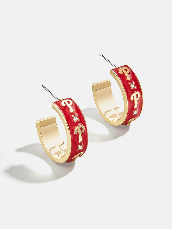 WEAR By Erin Andrews X BaubleBar Philadelphia Phillies Enamel Hoop Earrings - Philadelphia Phillies