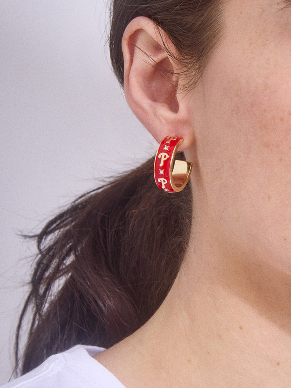 WEAR By Erin Andrews X BaubleBar Philadelphia Phillies Enamel Hoop Earrings - Philadelphia Phillies
