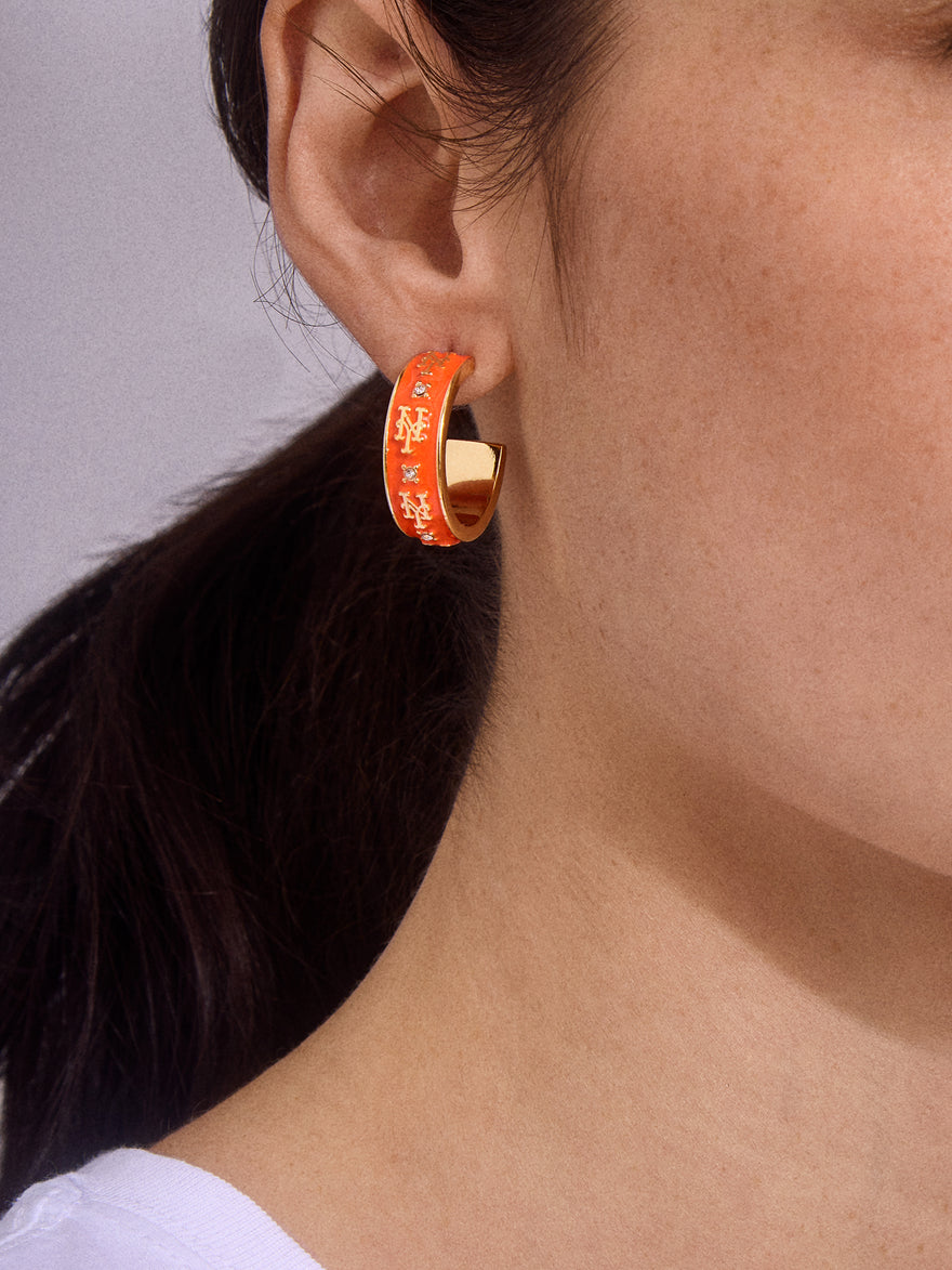 WEAR By Erin Andrews X BaubleBar New York Mets Enamel Hoop Earrings - New York Mets