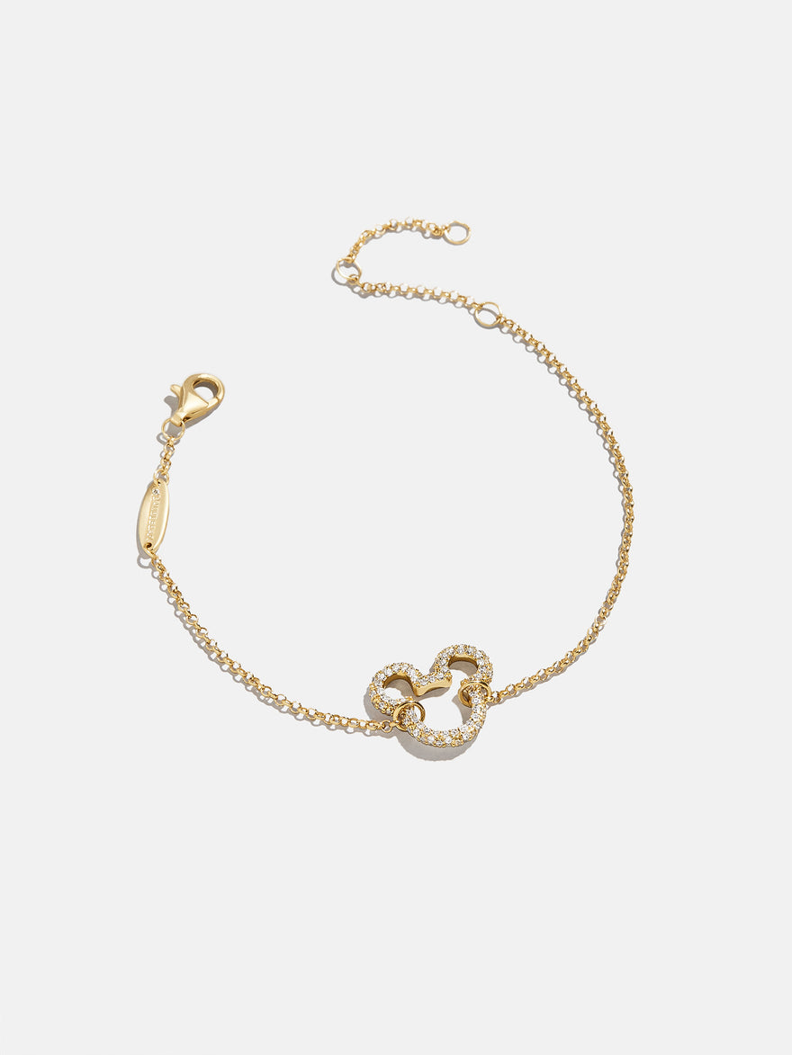 Disney Mickey Mouse 18K Gold Plated Sterling Silver Pavé Bracelet - Gold/Pavé