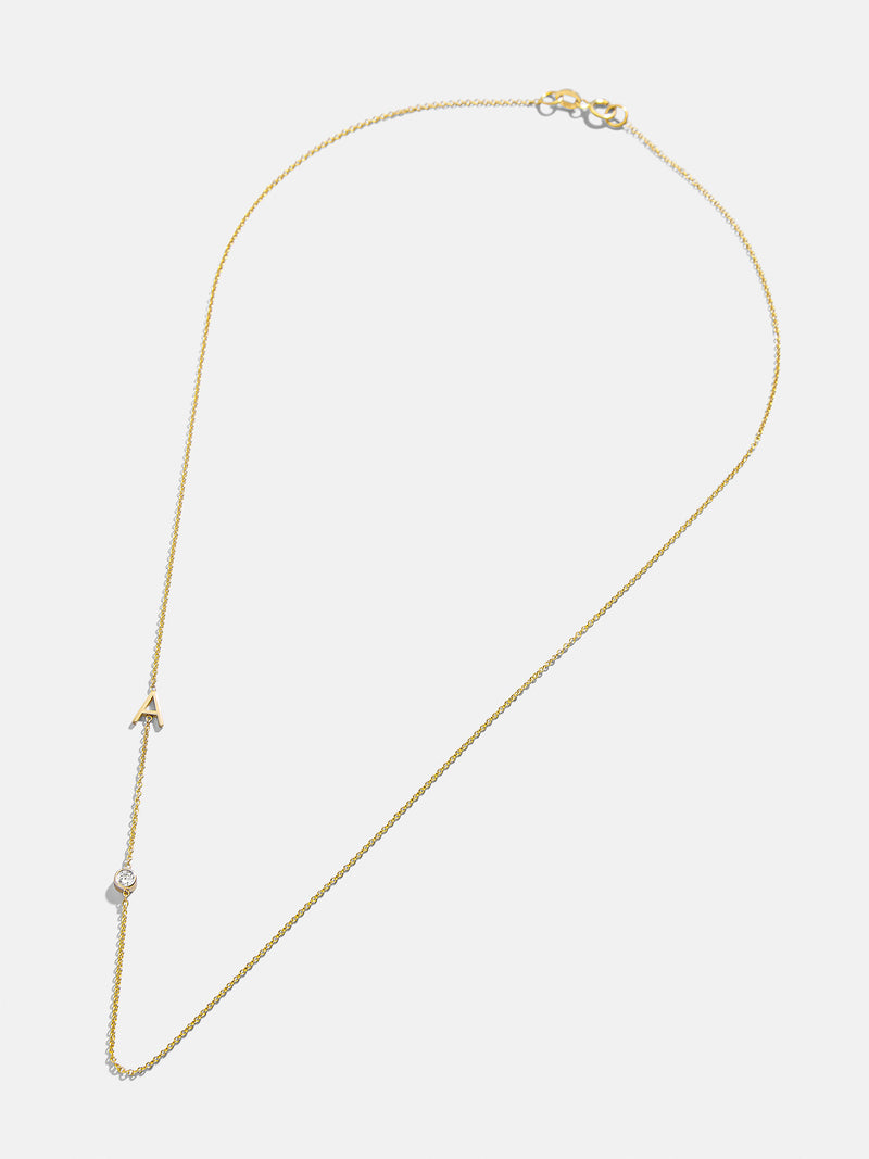BaubleBar Maya Brenner Monogram Necklace with Diamond - Gold - 
    14K Solid Gold
  
