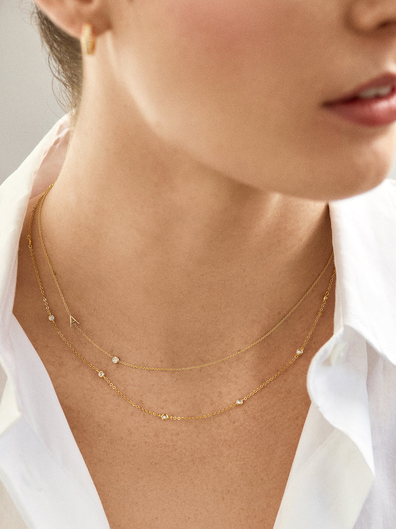 BaubleBar Maya Brenner Monogram Necklace with Diamond - Gold - 
    14K Solid Gold
  
