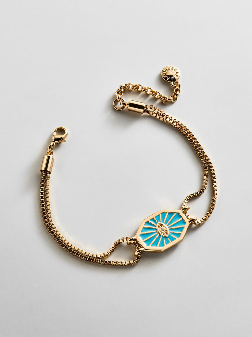 Evil Eye Reversible Bracelet - Gold/Turquoise