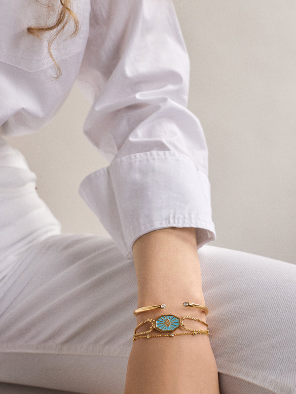 Evil Eye Reversible Bracelet - Gold/Turquoise