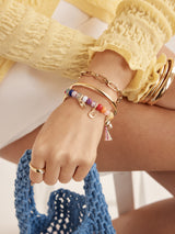 BaubleBar Riley Semi-Precious Charm Bracelet - Multi - 
    Adjustable bracelet with gold charms 
  
