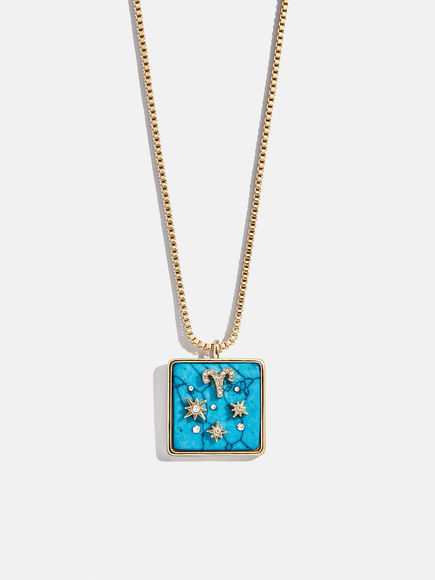 Semi-Precious Zodiac Pendant Necklace - Aries