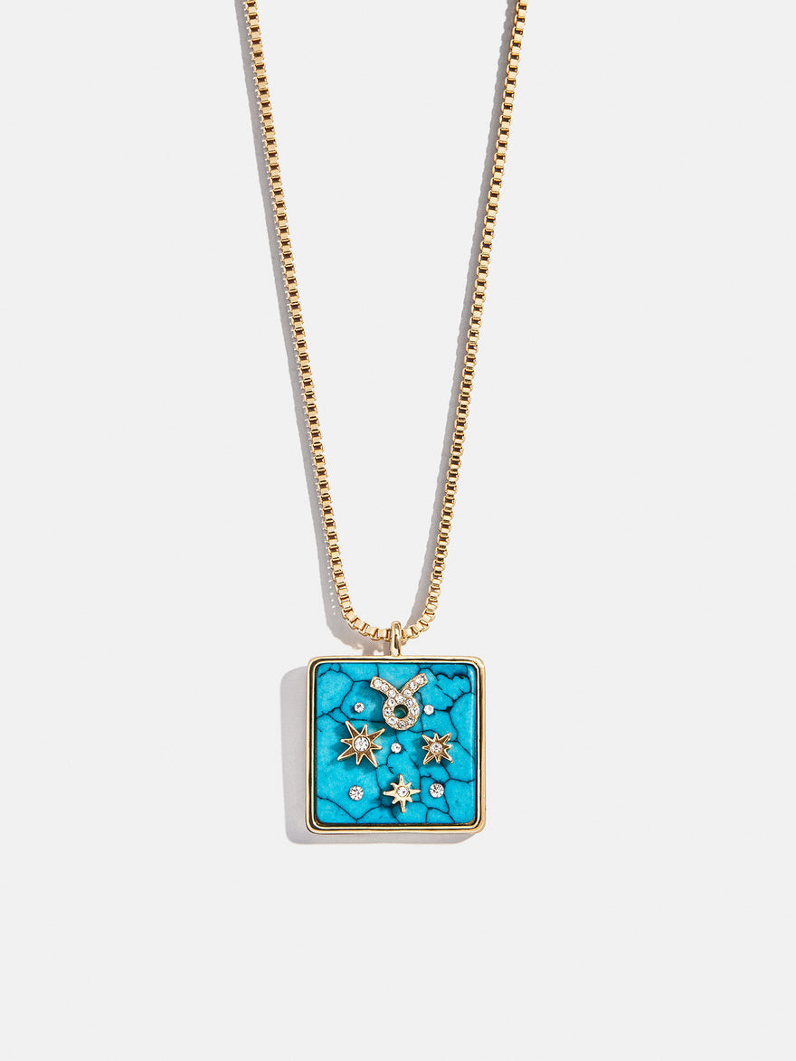 Semi-Precious Zodiac Pendant Necklace - Taurus