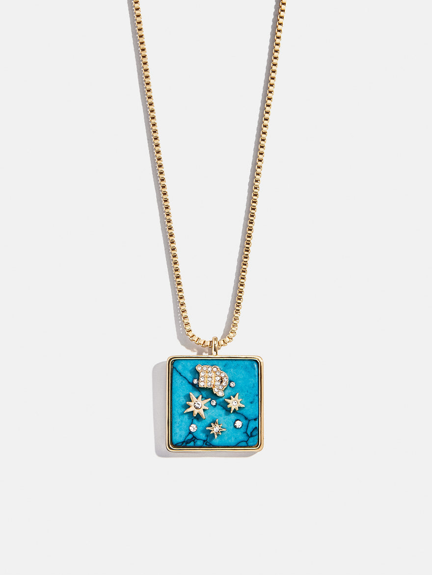 Semi-Precious Zodiac Pendant Necklace - Virgo