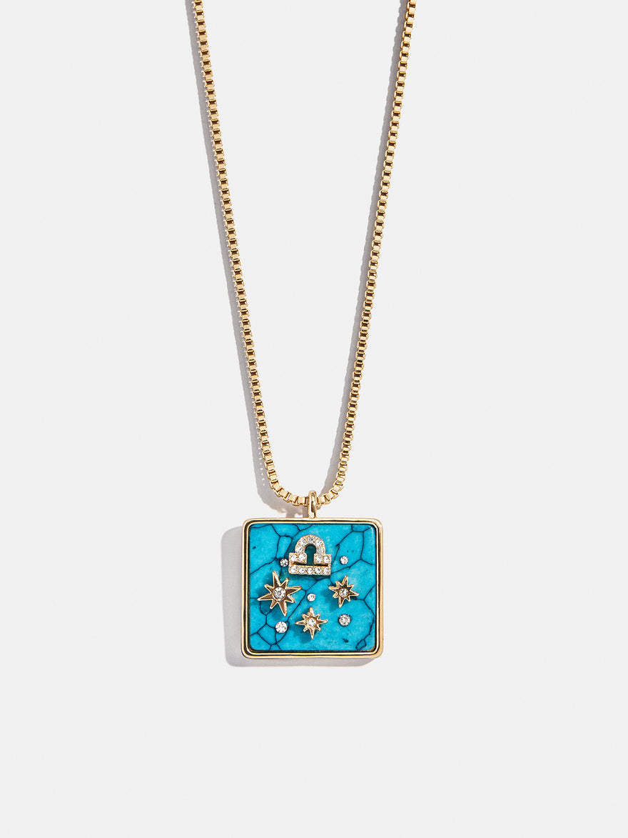 Semi-Precious Zodiac Pendant Necklace - Libra