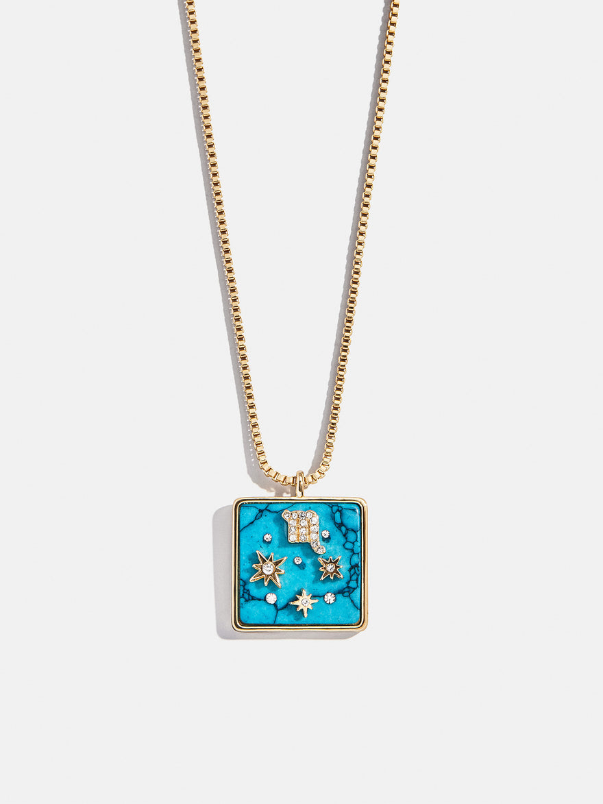 Semi-Precious Zodiac Pendant Necklace - Scorpio