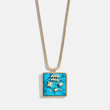 Semi-Precious Zodiac Pendant Necklace - Aquarius