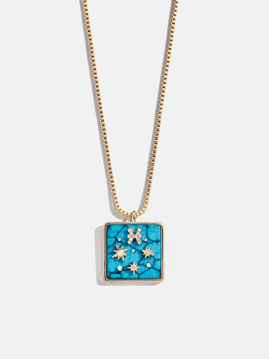 Semi-Precious Zodiac Pendant Necklace - Pisces