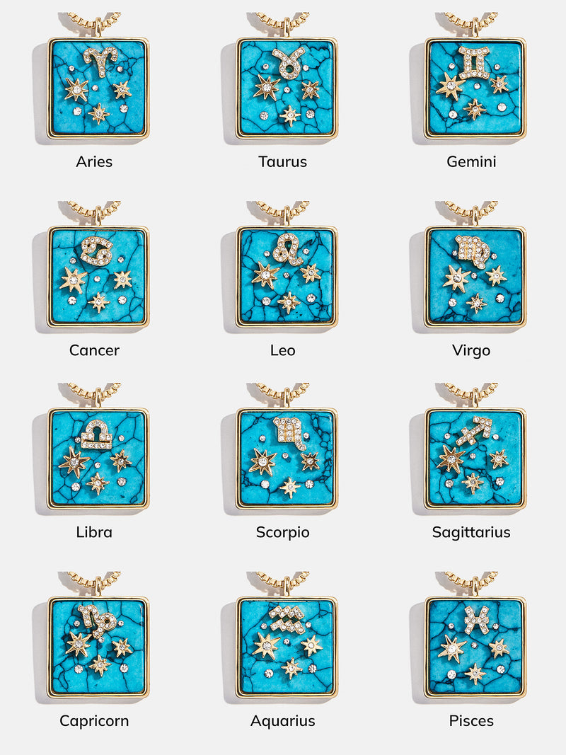 BaubleBar Semi-Precious Zodiac Pendant Necklace - Cancer - 
    Turquoise pendant on a gold chain
  
