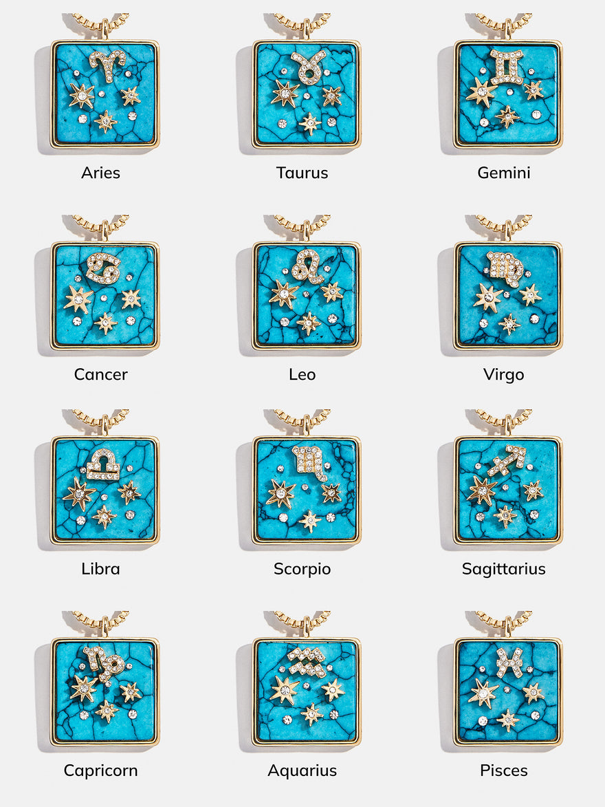 Semi-Precious Zodiac Pendant Necklace - Virgo