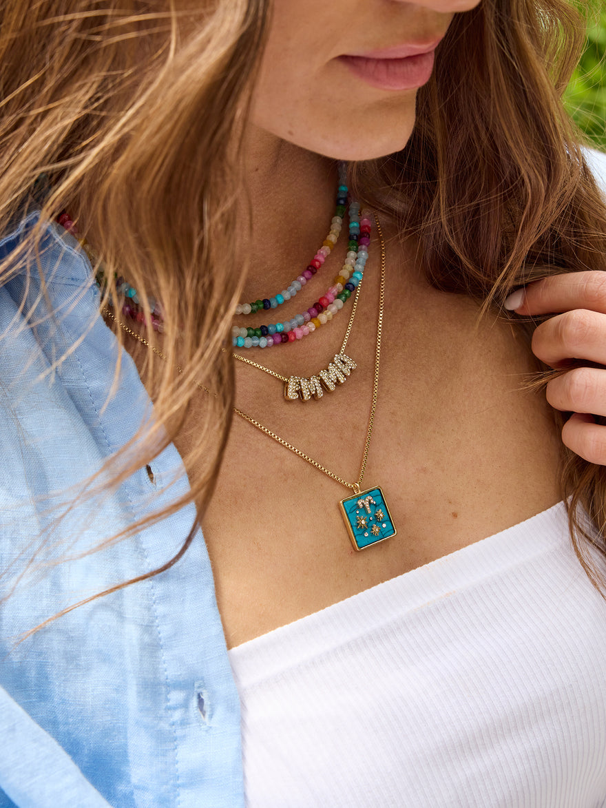 Semi-Precious Zodiac Pendant Necklace - Aries