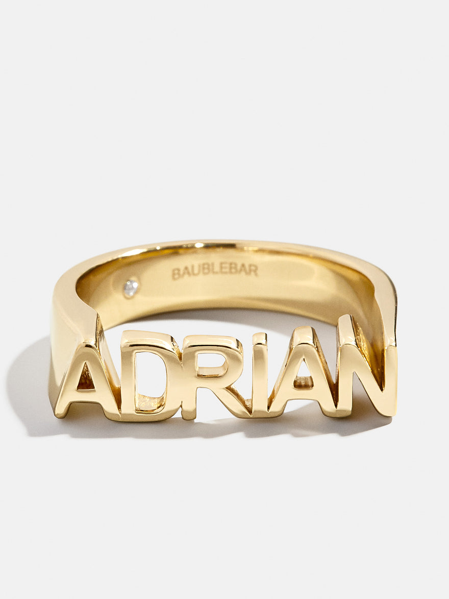 18K Gold Vermeil Fineline Custom Nameplate Ring - Gold