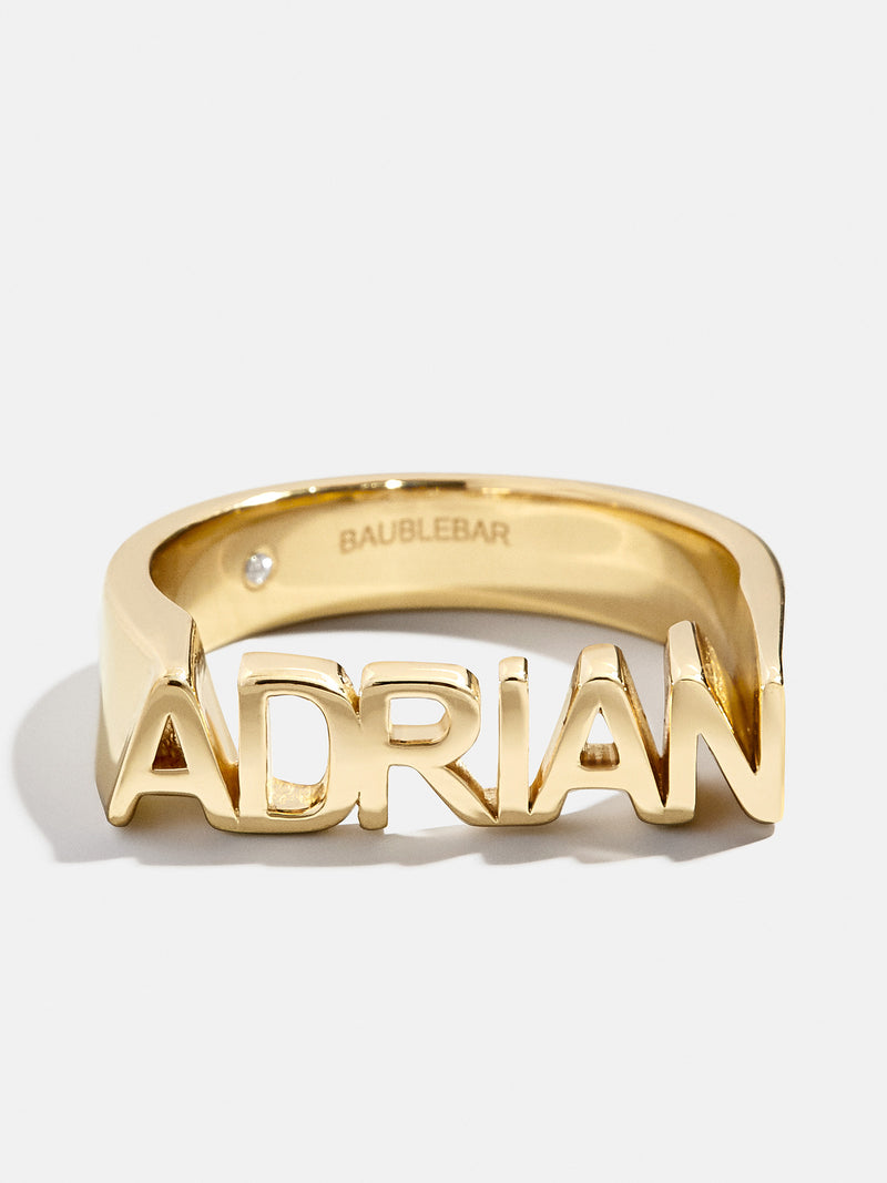 14K Gold Fineline Custom Nameplate Ring - Gold – 14K gold plated ...