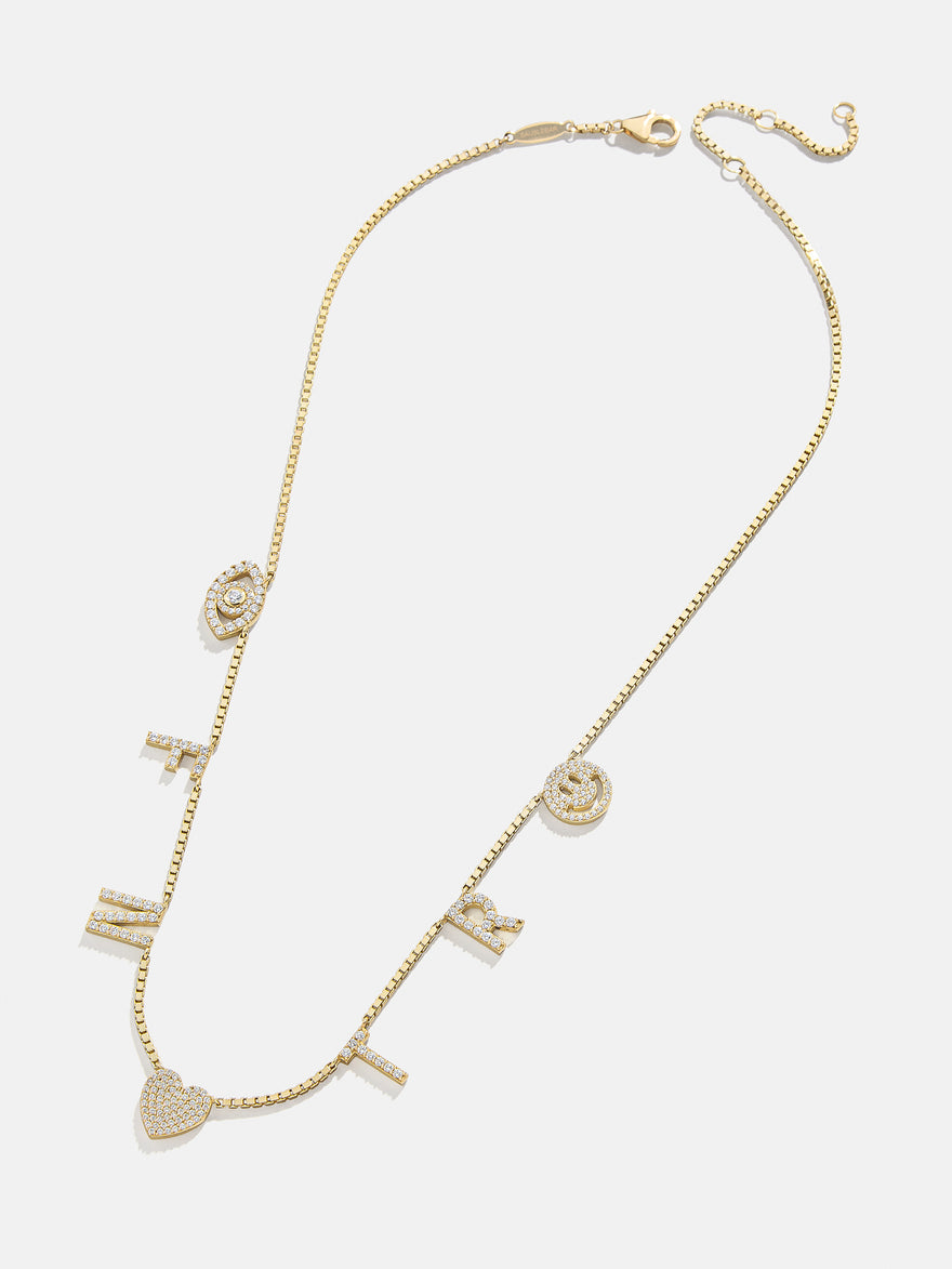 18K Gold Custom Icon Necklace - 18K Gold. Pavé Cubic Zirconia Stones