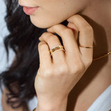 14K Gold Cutout Custom Name Ring - Gold/Pavé