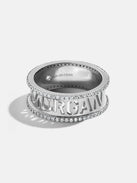 Sterling Silver Cutout Custom Name Ring - Pavé/Silver