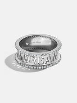 BaubleBar Sterling Silver Cutout Custom Name Ring - Pavé/Silver - 
    Sterling Silver
  

