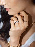 Sterling Silver Custom Barrel Name Cutout Ring - Pavé/Silver
