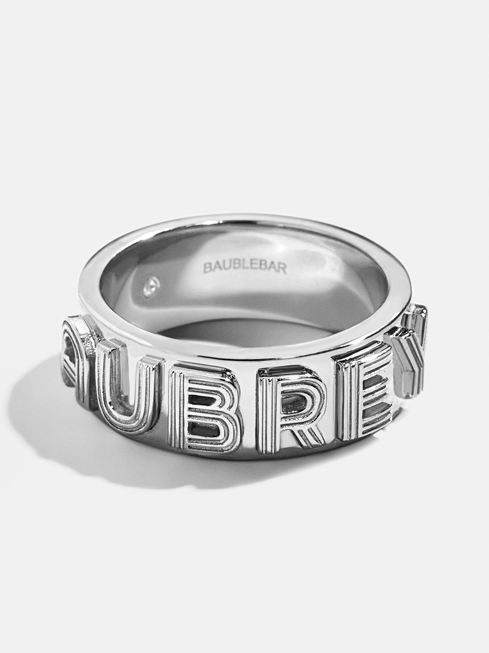 Sterling Silver Custom Etched Block Ring - Sterling Silver