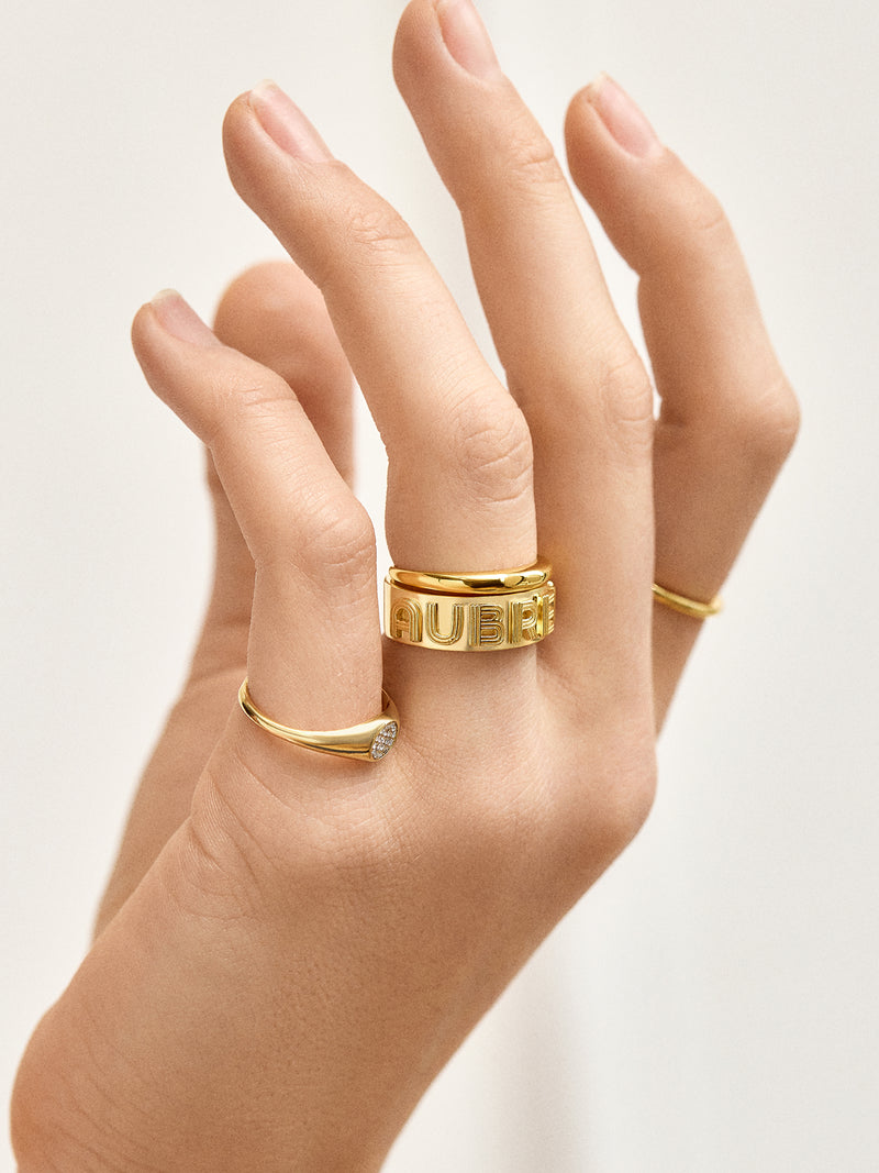 BaubleBar 18K Gold Custom Etched Block Ring - 18K Gold Plated Sterling Silver - 
    18K Gold Plated Sterling Silver
  
