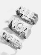 Sterling Silver Custom Fineline Nameplate Ring - Sterling Silver