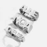 Sterling Silver Fineline Custom Nameplate Ring - Sterling Silver