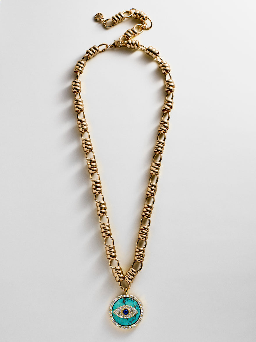 Sohla Evil Eye Statement Necklace - Gold/Turquoise