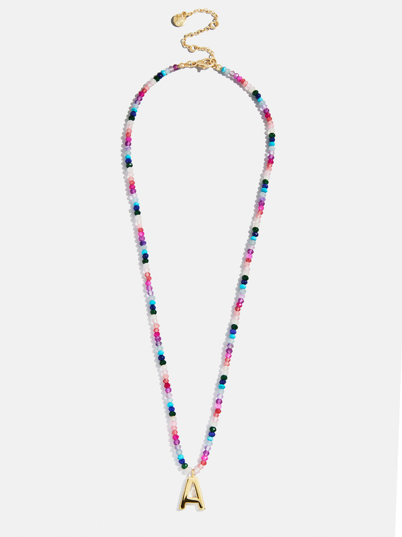 BaubleBar Semi-Precious Block Initial Necklace - Dark Multi - 
    Personalized beaded necklace
  
