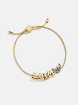 BaubleBar Disney Stitch Bubble Slider Custom Bracelet - Gold/Blue - 
    Personalized name bracelet
  

