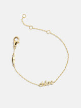 BaubleBar 18K Gold Custom Nameplate Bracelet - 18K Gold Plated Sterling Silver - 
    18K Gold Plated Sterling Silver, Cubic Zirconia
  
