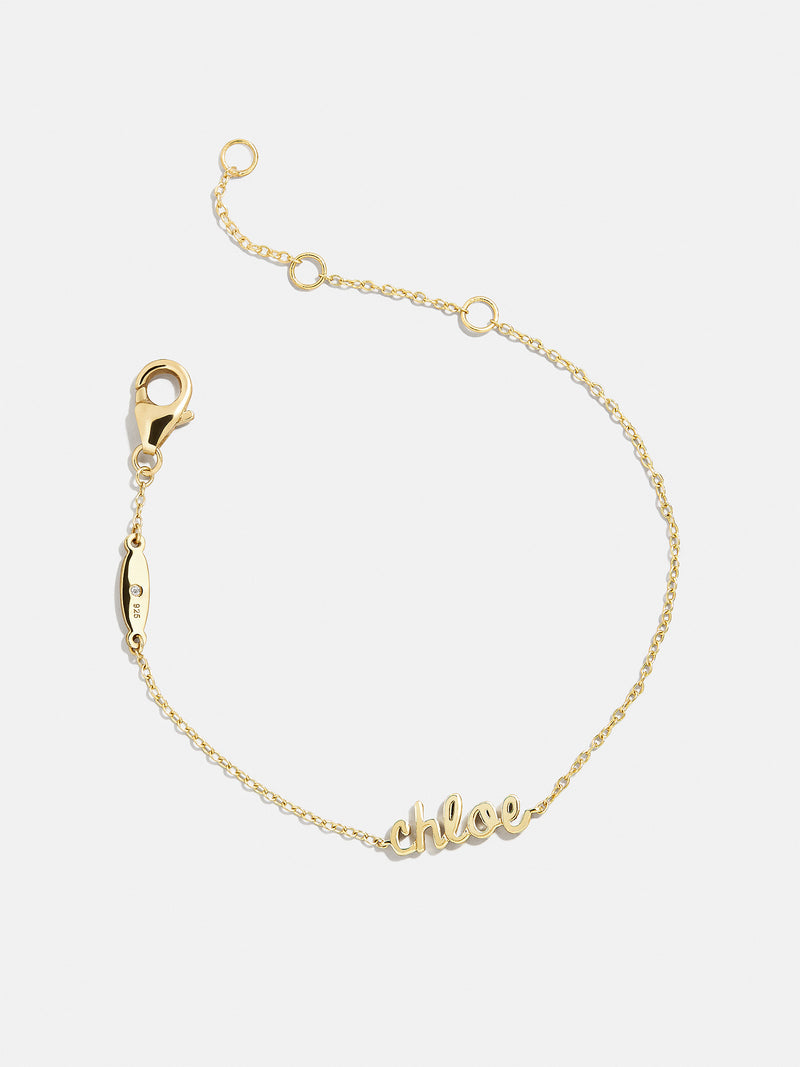 BaubleBar 18K Gold Custom Nameplate Bracelet - 18K Gold Plated Sterling Silver - 
    18K Gold Plated Sterling Silver, Cubic Zirconia
  
