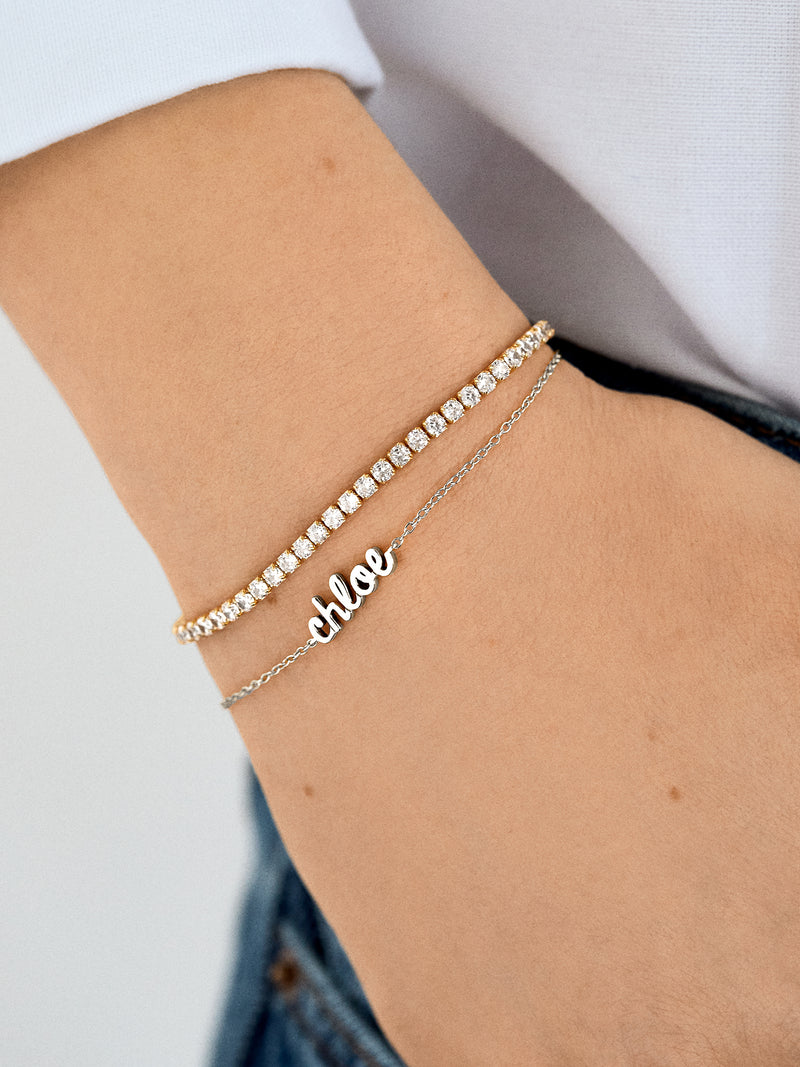 BaubleBar Sterling Silver Custom Nameplate Bracelet - Sterling Silver - 
    Sterling Silver, Cubic Zirconia
  
