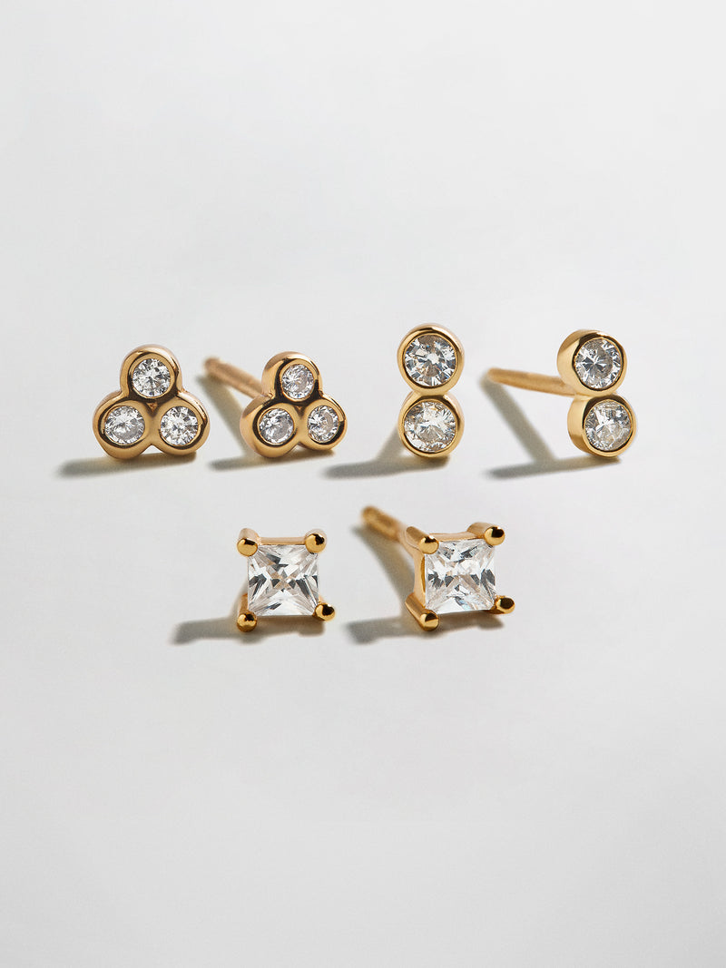 Beckett Waterproof Earring Set - Gold/Pavé