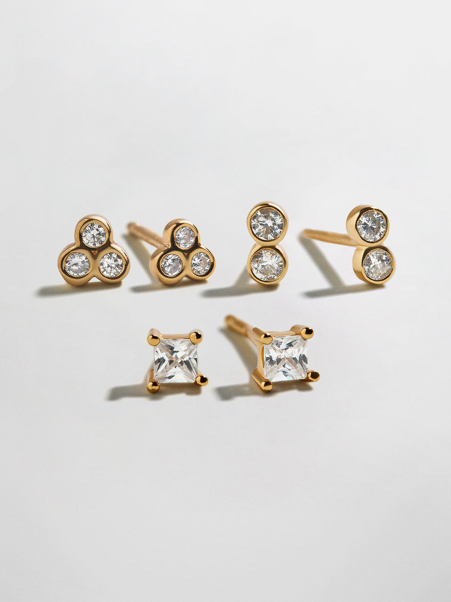 Beckett Waterproof Earring Set - Gold/Pavé