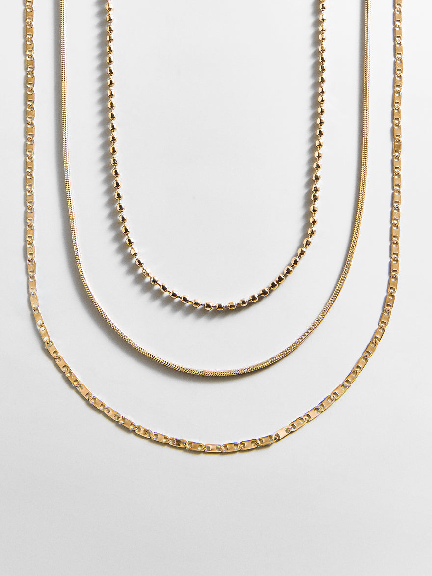 Anita Waterproof Necklace Set - Gold/Pavé