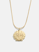 BaubleBar Seashell Initial Custom Necklace - Gold/Pavé - 
    Shell pendant on a gold chain
  
