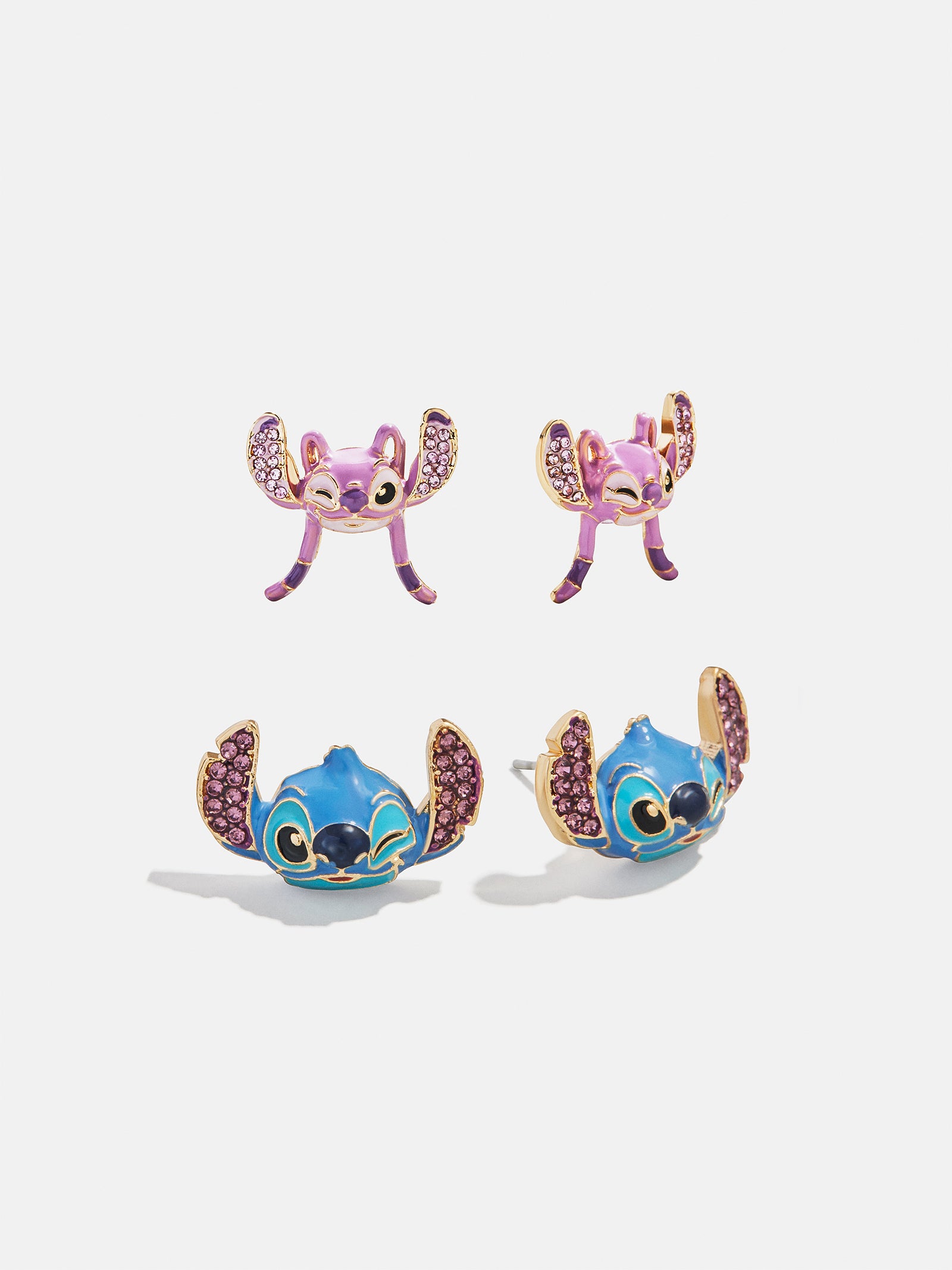 Disney Stitch and Angel Earring Set - Blue/Pink – Set of one