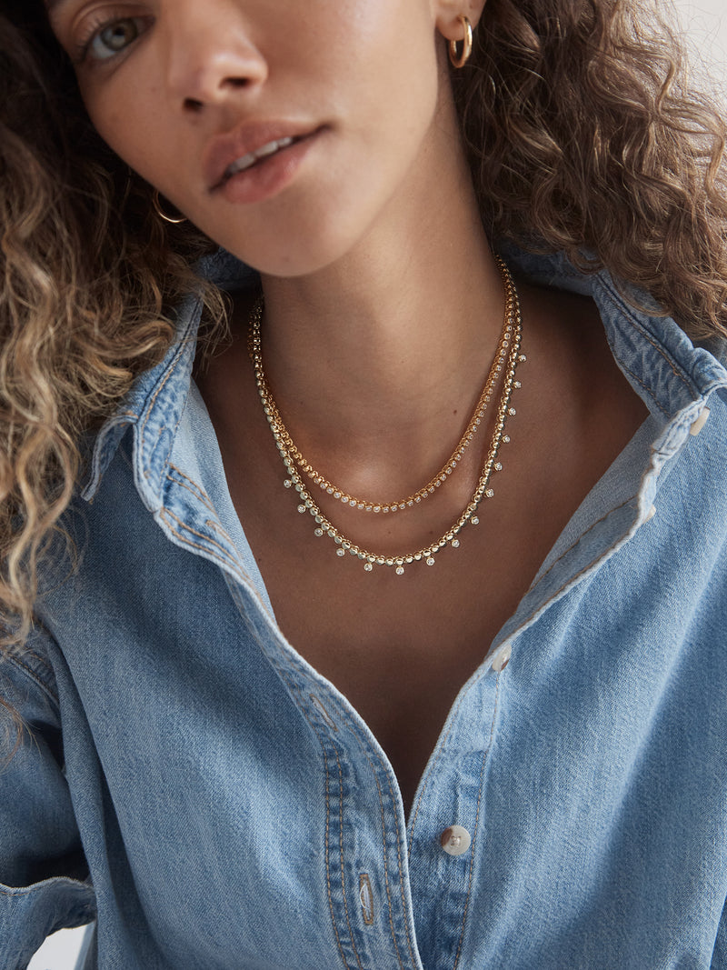 BaubleBar Joelle Pisa Beaded Necklace - Circle Bezel - 
    Crystal tennis necklace
  
