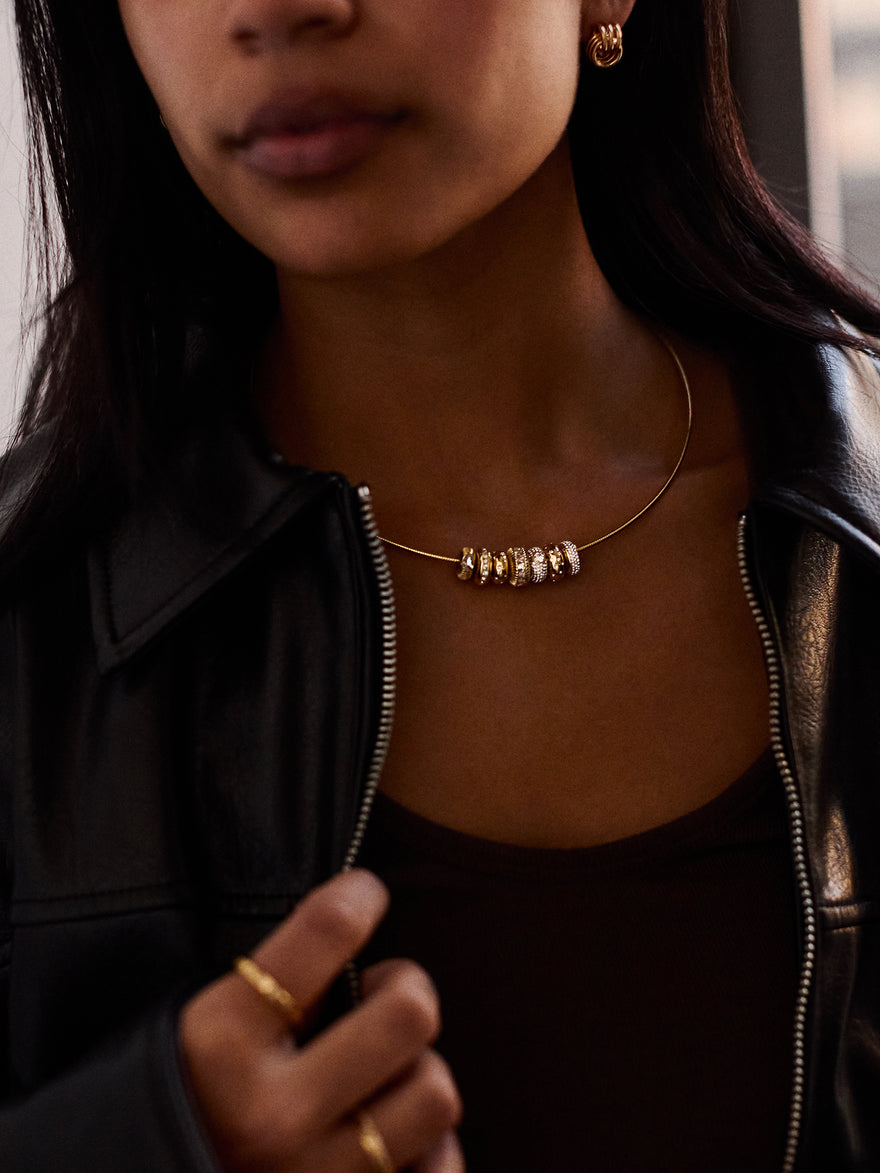 Bridget Charm Necklace - Gold/Pavé